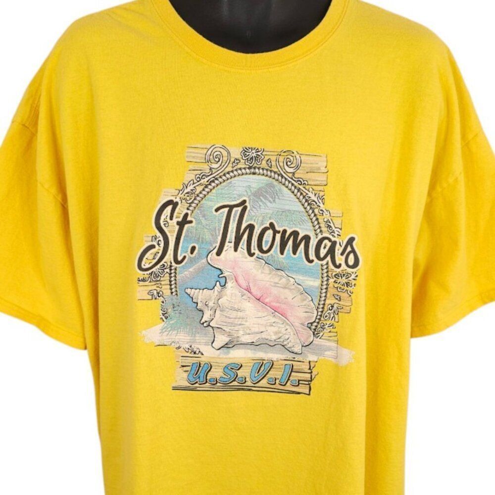 St Thomas T Shirt Mens Size 3XL Yellow US Virgin Islands Conch Destination Tee